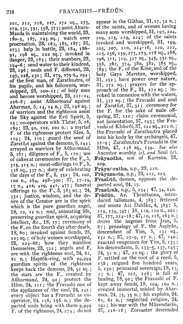 Page 216. Fravashis—Fr&ecirc;d&ucirc;n